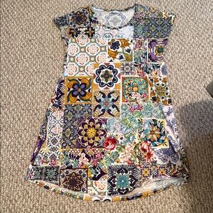 Johnny Was Girls' Multicolor Patchwork Floral Tile Print Dress